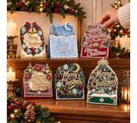 6pcs DIY Pearl Diamond Art Painting Christmas Cards with Envelopes，B | DIY Christmas Pearl Diamond Art Cards for Adults, Wishes Card Gem Art Craft Kit for Xmas Holiday Gifts & Season Greetings