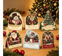 6pcs DIY Pearl Diamond Art Painting Christmas Cards with Envelopes，DIY Christmas Pearl Diamond Art Cards for Adults, Wishes Card Gem Art Craft Kit for Xmas Holiday Gifts & Season Greetings，B