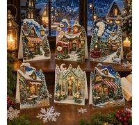 6pcs DIY Pearl Diamond Art Painting Christmas Cards with Envelopes，#K | DIY Christmas Pearl Diamond Art Cards for Adults, Wishes Card Gem Art Craft Kit for Xmas Holiday Gifts & Season Greetings
