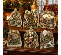 6pcs DIY Pearl Diamond Art Painting Christmas Cards with Envelopes，#S | DIY Christmas Pearl Diamond Art Cards for Adults, Wishes Card Gem Art Craft Kit for Xmas Holiday Gifts & Season Greetings