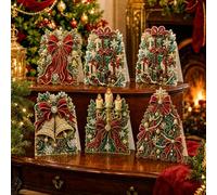6pcs DIY Pearl Diamond Art Painting Christmas Cards with Envelopes，#T | DIY Christmas Pearl Diamond Art Cards for Adults, Wishes Card Gem Art Craft Kit for Xmas Holiday Gifts & Season Greetings