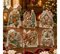 6pcs DIY Pearl Diamond Art Painting Christmas Cards with Envelopes，#Z | DIY Christmas Pearl Diamond Art Cards for Adults, Wishes Card Gem Art Craft Kit for Xmas Holiday Gifts & Season Greetings