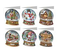 6PCS DIY Xmas Crystal Ball Art Greeting Cards Congratulations Cards (IHK076)