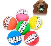 6PCS Dog Ball with Teeth, Dog Ball with Teeth Pattern, Dogs Ball Teeths Smile