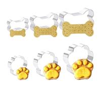 6Pcs Dog Cookie Cutter Set Stainless Steel Bone Cookie Cutters Dog Biscuit Cutter Paw Print Animal Cookie Cutter Dogs Shaped Mould for DIY Pastry Biscuit Baking Cutter, 3 Size