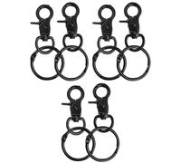 6Pcs Dog Lead Clips, 360° Swivel Snap Hook with Key Ring, Zinc Alloy Heavy Duty Dog Lead Hook, Black Lobster Clasps Snap Hook for Dog Leashes Flagpole Lanyard Keys