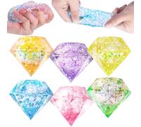 6Pcs Doh Stress Balls for Adults Kids, Diamonds Cube Squishy Fidget Toys, Stress & Anxiety Relief Squeeze Toys, Sensory Squeeze Balls Finger Exercise Fidget Toy for Boys and Girls