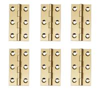 6Pcs Door Hinges,Heavy Duty Brass Folding Hinges for Gate,Window,Drawer 2inch Antique Brass