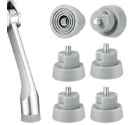 6pcs Door Stopper Replacement Rubber Tips, Door Stop Bumper Tips with Screws, Ribbed Kickdown Door Bottom Rubber Foot Repair Kit for Kick Down/Drop Down Door Stoppers End Cap Holder