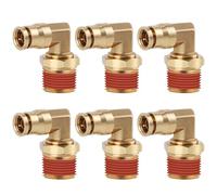 6PCS DOT Quick Push to Connect Brass Air Brake Fitting, Kalolary Brass 90 Degree Elbow DOT Line Fittings 3/8"OD×1/2"NPT Thread Air Brake Line Fittings Air Suspension Kit Air Hose Repair Kit
