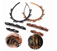6PCS double bangs hairstyle hairpin headband,DoubleLayer Twist Plait Headband Hair Tools Magic Braided Hairdressing Hairpin,korean woven braided headband,Weddings, Proms, Party