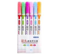 6Pcs Double Ended Flower Outline Highlighters Fluorescent Highlighter Marker for Color Coding Journaling Scrapbooking Team Meeting Annotation Pencils