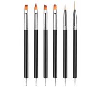 6PCS Double-Ended Nail Art Brush Kit For Gel Polish, Liner, Drawing, And Detailing - Professional Nail Design Pen And Paint Brushes Set