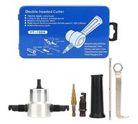 6pcs Double Head Metal Sheet Nibbler Cutter, Drill Attachment Kit for Thin Metal Cutting, 360° Adjustable Dual Head Nibbler with Ergonomic Handle for Car Repair and DIY