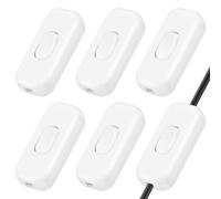 6Pcs Double Pole Inline Cord Switch Flame Retardant PC Material White Light Double Pole Inline Switch 250V 6A Easy Install Safety Lamp Control Appliance Switches for Bedroom Table Lamp Desk Lights