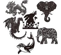 6PCS Dragons Elephant, Rabbit, Dolphin Dies for Card Making DIY Scrapbooking Animals Metal Cutting Dies for Paper Crafting Arts Crafts Embossing Die Cuts Punch Template Moulds Arts Supplies Scrapbook