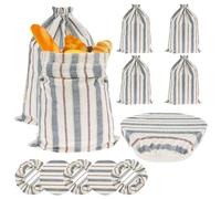 6Pcs Drawstring Bread Bag with Bowl Cover Linen Bread Storage Bags for Homemade Sourdough Breads Reusable Washable Breads Bags Container for Nut Snack Fruit