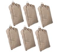 6pcs Drawstring Burlap Bags Linen Vegetable Storage Sacks Breathable Portable Root Produce Storage for Potatoes Onions Fruits Multifunctional Reusable Pouches