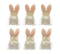 6Pcs Drawstring Pouches Featuring Rabbits Design for Easters Celebration and Kids Activity Nonwoven Materials Nonwoven Bags
