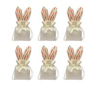 6Pcs Drawstring Pouches Featuring Rabbits Design for Easters Celebration and Kids Activity Nonwoven Materials Nonwoven Bags