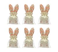 6Pcs Drawstring Pouches Featuring Rabbits Design for Easters Celebration and Kids Activity Reusable Nonwoven Materials Drawstring Bags