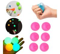 6pcs Dream Ball Glow in the Dark Sticky Balls Returning Bounce Stick to Ceiling Wall Pressure Stress Relieving Toys Fun Fidget for Teenagers and Adults Soft Tear-Resistant Squishy Decompression