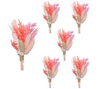 6Pcs Dried Flower Bouquets Mini Dried Flower with Stem Natural Flower Bundles Artificial Flower Dried Floral Arrangement for Vase DIY Wedding Decor (Pink)