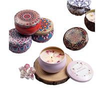 6pcs Dried Flower Scented Candles, Natural Soy Wax Tin Jar Candles，Household Tin Cans for Odor Removal and Smokeless Long Burn, Suitable for Yoga, Bath，Gifts, etc. (Color and Taste Random