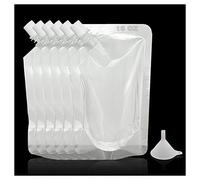 6PCS Drinking Flasks - Juice & Liquor Pouch, Reusable & Concealable Plastic Flasks for Sneak to go, with Funnel (16 OZ)