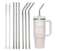 6Pcs Drinking Reusable Straws for Stanley 40oz Set, 30cm Stainless Steel Straws Compatible With Stanley Quencher Cup, Stanley Tumbler Straw with Cleaning Brush, Replacement Straw for Adventure Tumbler