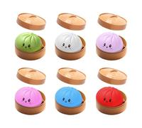 6pcs Dumpling Squishy, Dumpling Squishy Toy With Steamer Box, Anxiety Relief Fidget Toy, Colorful Dumplings, Funny Toys for Adults & Kids