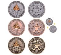 6pcs Dumpster Fire Desk Accessories, Zinc Alloy Dumpster Fire Challenge Medallion Double Side Carved Dumpster Fire Coin Exquisite Challenge Coin for Award Ornament Supplies (Gold, Silver, Rose Gold)