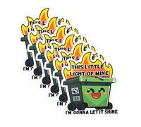 6pcs Dumpster Fire Stickers, 3.39x2.99 Inch This Little Light of Mine I'm Gonna Let It Shine Funny Dumpster Fire Meme Sticker Waterproof PVC Decal for Laptop Water Bottle Car
