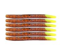 6Pcs Durable Soft Plastic Earthworm Lures Two-Tone Noodle Worms Baits Suitable for Saltwater and Freshwater Fishing(SO125-4)