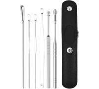 6Pcs Ear Pick Cleaning Kit Earwax Removal Kit,Stainless Steel Earwax Cleaner with Storage Bag, Professional Tool for Ear Cleaning, Reusable Ear Cleaner for Adults Earwax Removal Products (Pink)