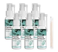 6Pcs Ear Piercing Cleaning Solution, 30ml Piercing Aftercare Spray with 60Pcs Cleaning Floss, Gentle and Non-irritating for Ears Nose Tongue Navel