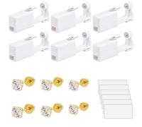 6pcs Ear Piercing Gun Kit, 3/4/5mm Gold-Plated Diamond Ear Studs, Nose Piercing kit, Painless Self Disposable Ear Piercing Kit for First Time Users or Professionals Alike