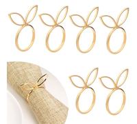 6pcs Easter Bunny Napkin Rings, Gold Rabbit Ear Easter Napkin Holder Cute Serviette Buckles Spring Dinner Table Decoration for Party Wedding Banquet Setting
