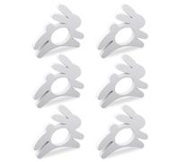 6pcs Easter Bunny Napkin Rings, Simple Wooden Rabbit Napkin Holders Button Buckle for Easter Dinner Decoration Spring Wedding Party Table Settings Decor(White)