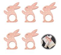 6Pcs Easter Bunny Napkin Rings, Wooden Rabbit Napkin Rings Holder, Napkin Rings Holder Supplies for Table, Napkin Holders for Paper Napkins Napkin Ring Wooden Bunny Napkin Rings Decor Tool