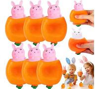 6Pcs Easter Bunny Squeeze Pop Up Carrot Rabbit Fidget Handmade Easter Rabbit Sensory Stress Toys Easter Party Bags Fillers Basket Essentials for Men Women (pink)