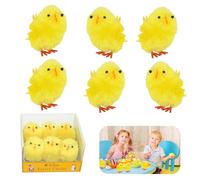 6Pcs Easter Fluffy Chicks, DIY Arts and Crafts, Adorable Face Chick Ornaments, Bonnet and Hunt Decor for Easter, Party Favours Supplies 3.5cm