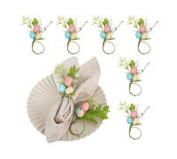 6pcs Easter Napkin Rings | Floral Napkins Rings | Easters Egg Napkins Rings Set | Farmhouse Spring Table Decorations for Easters Decoration Dinner Weddings Parties