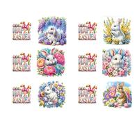 6PCS Easter Rabbit DIY Rhinestone Diamond Art Mosaic Postcards with Envelopes Diamond Art Painting Greeting Card Kit for Birthdays Thanksgiving & Special Occasion (H061)