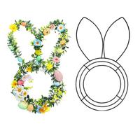 6pcs Easter Rabbit Wreath Metal Ornament Bunny Iron Rattan Circle The Ring Shaped Wire Frame Front Door Wall For Party(Style2)