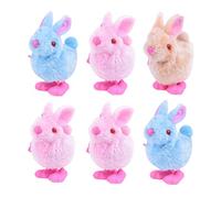 6Pcs Easter Wind up Bunny for Kids Party Game,Wind up Easter Chick,Chicken Bunny Toys Rabbits Easter Clockwork Jumping Chicken Bunnies Plush Toys for Egg Basket Fillers Kids Party Gift Favours