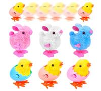 6PCS Easter Wind Up Toys, Easter Chicks Clockwork Jumping Toys, Hopping Bunny & Plush Chick Jumping Small Fidget Toys, For Easter Egg Fillers, Goodie Bags, Treasure Chest, Party Favors & Gifts