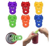 6Pcs Easy Can Opener,Colorful Drink Can Protector Cap,Leakproof Soda Top Ring Opener Tool for Coke Beer Plastic Leakproof Pop Can Opener Beverage Barricade