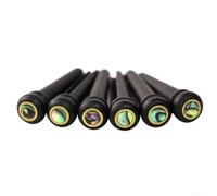 6Pcs Ebony Acoustic Guitar Bridge Pins with Decorative Brass Ring and Dot to Improve Resonance and Tone