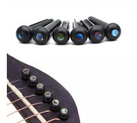 6Pcs Ebony Guitar Bridge Pins Set - Slotted Acoustic String Pins with Abalone Dot Inlays, High-Quality Replacement Tuning Pegs for Guitar Repair & Upgrade